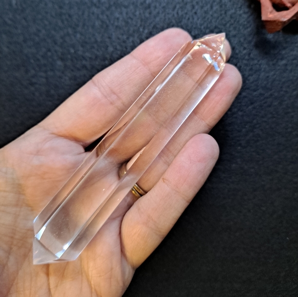 Double-Terminated Clear Quartz Crystal Wand - Picture 3 of 5